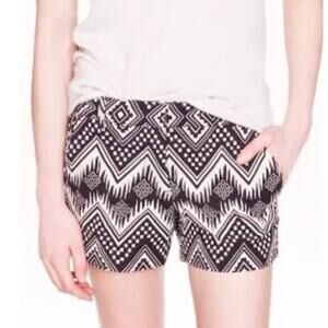 J.Crew Black White Aztec Print Shorts Size 4 Ikat Cute Classic Preppy